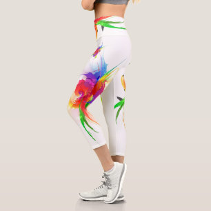 Abstract Paint Splatter Rainbow Lorikeet Capri Leggings