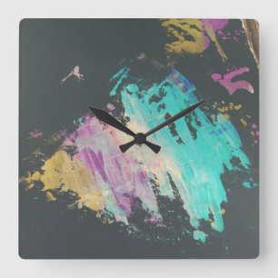 Abstract Paint Square Wall Clock