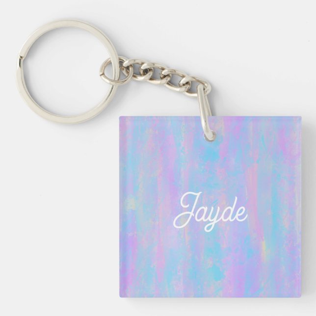 Abstract Paint Strokes Mermaid Colours Key Ring (Front)