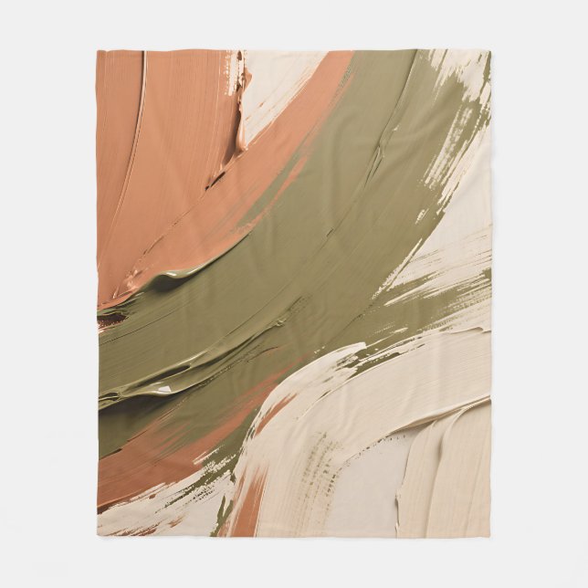 Abstract Paint Strokes Neutral Earth Tones Fleece Blanket (Front)