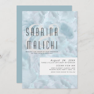 Abstract Paint Strokes Pale Dusty Blue Invitation