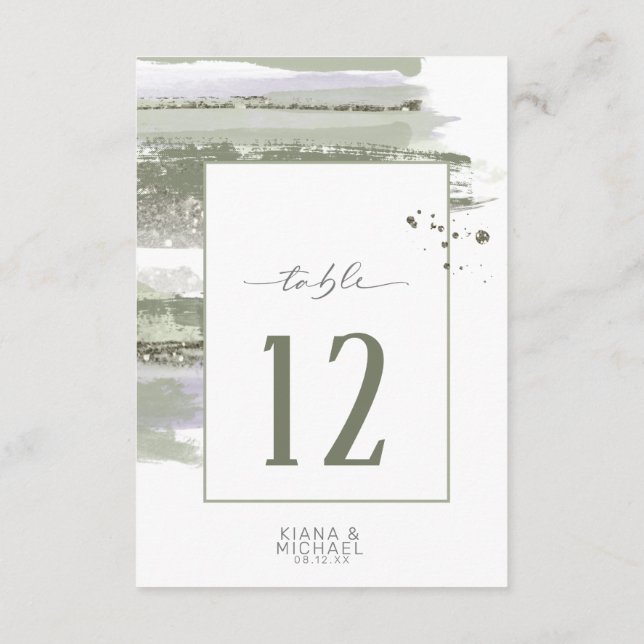 Abstract Paint Strokes Wedding Table ID886 Invitation (Back)