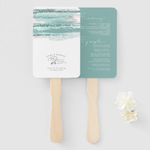 Abstract Paint Strokes Wedding We Do Teal ID886 Hand Fan