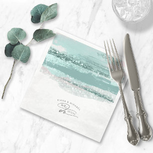 Abstract Paint Strokes Wedding We Do Teal ID886 Napkin
