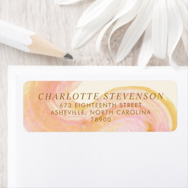 Abstract Paint Swirl Pink Yellow Return Address Label (Insitu)