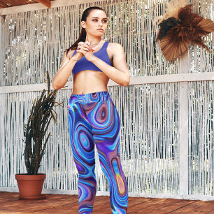 Abstract Paint Swirls Purple Pink Blue Orange Leggings