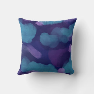 Abstract paint watercolor blue pink purple cushion