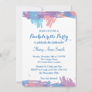 Abstract Paint with Water Colour Bachelor Party Invitation