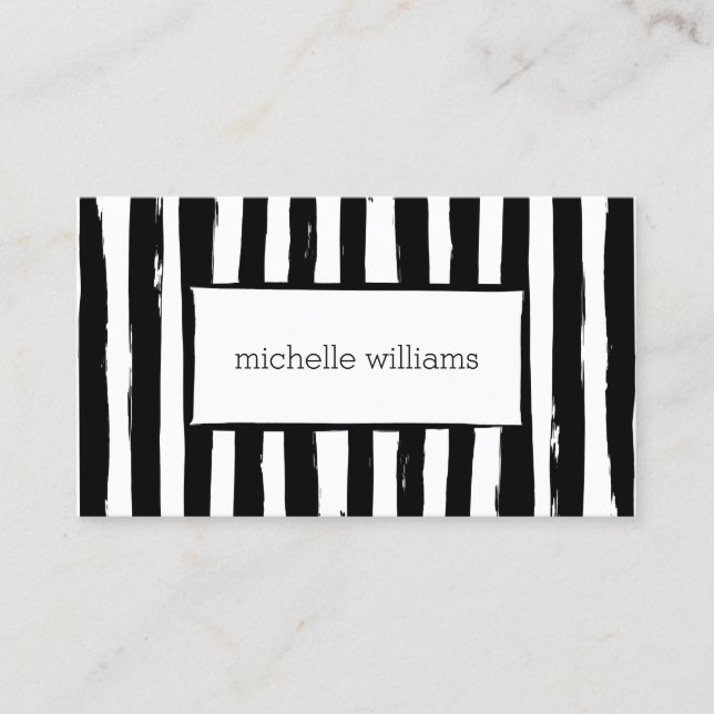 Abstract Painted Black Stripes Business Card (Front)
