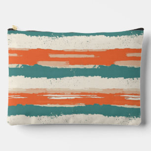 Abstract Painted Distressed Stripes Terracotta Accessory Pouch