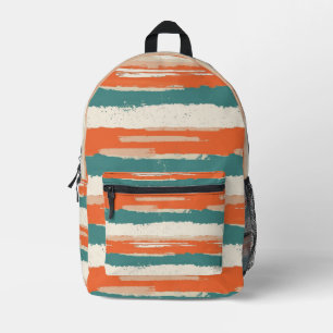 Abstract Painted Distressed Stripes Terracotta Printed Backpack