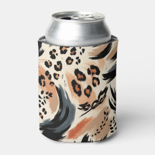 Abstract Painted Exotic Animal Print Leopard Can Cooler