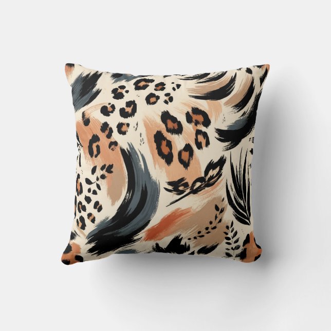 Abstract Painted Exotic Animal Print Leopard  Cushion (Back)