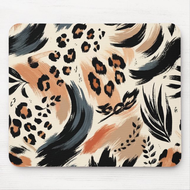 Abstract Painted Exotic Animal Print Leopard  Mouse Pad (Front)