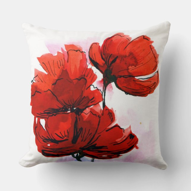 Abstract painted floral background 2 cushion (Front)
