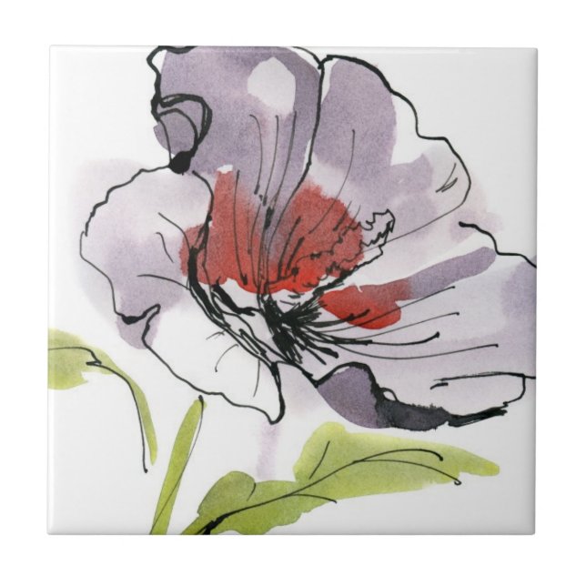 Abstract painted floral background 3 ceramic tile (Front)