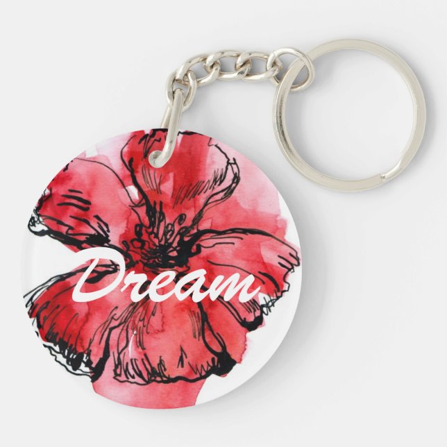 Abstract painted floral background 4 key ring (Back)