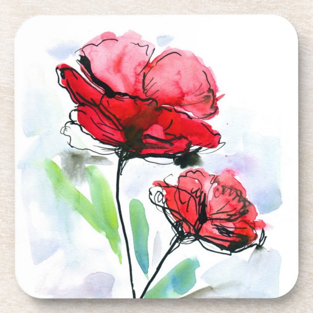 Abstract painted floral background coaster (Front)