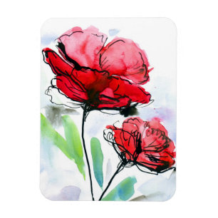 Abstract painted floral background magnet