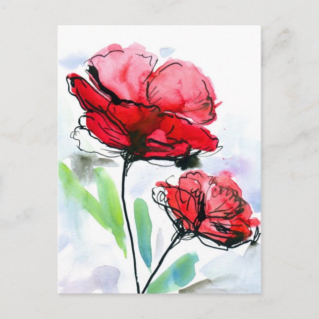 Abstract painted floral background postcard (Front)