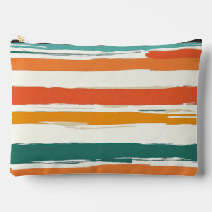 Abstract Painted Horizontal Brush Stripes Boho Accessory Pouch