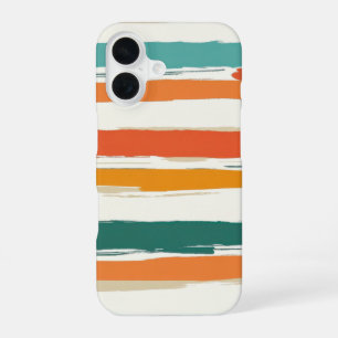Abstract Painted Horizontal Brush Stripes Boho iPhone 16 Case