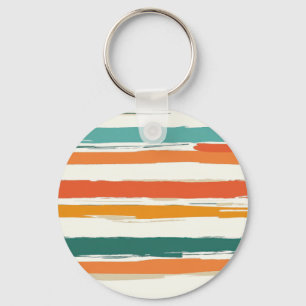 Abstract Painted Horizontal Brush Stripes Boho Key Ring
