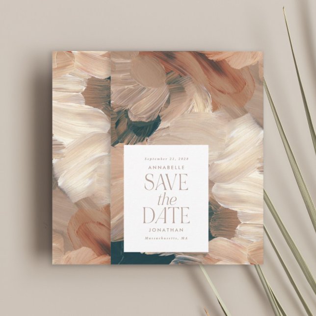 Abstract painted modern teal cream terracotta chic invitation (Creator Uploaded)