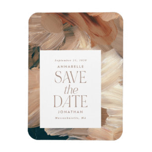 Abstract painted modern teal cream terracotta chic magnet