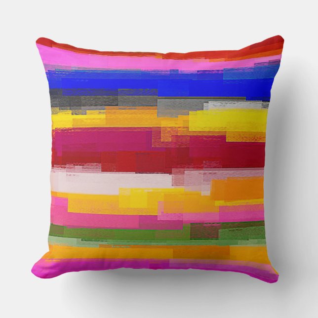 Abstract Painted Pastel Stripes #2 Cushion (Front)