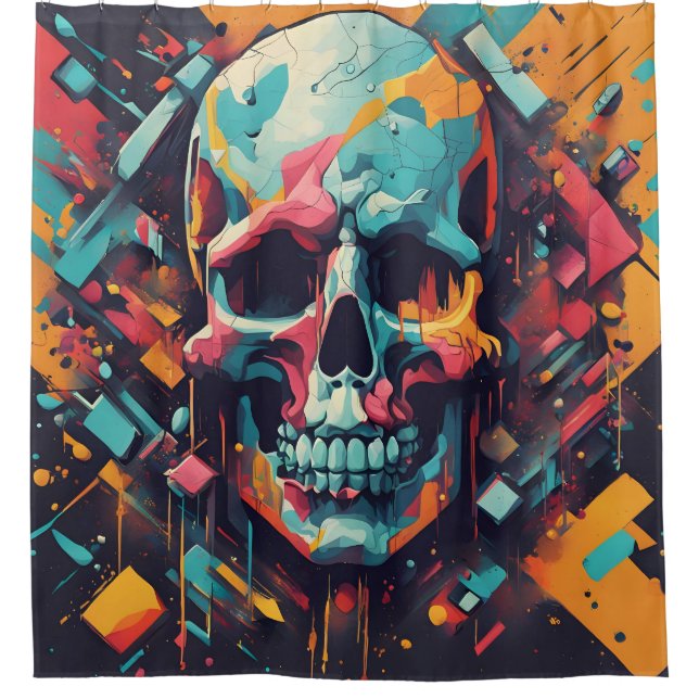 Abstract Painted Skull Shower Curtain (Front)