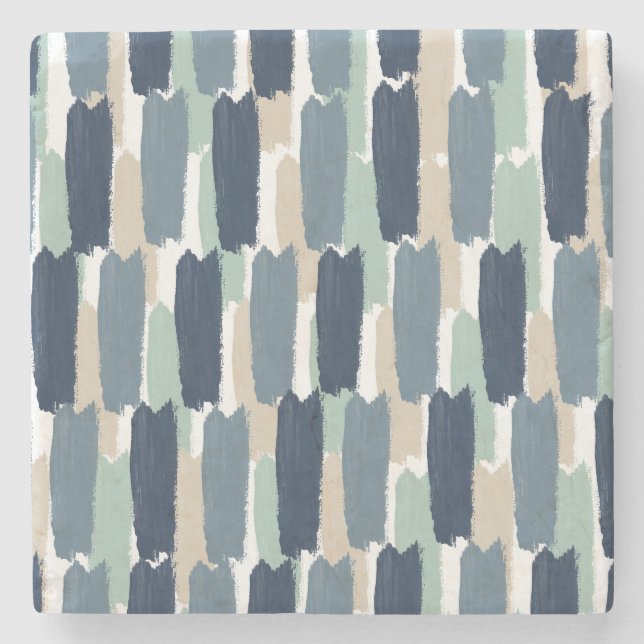 Abstract Painted Stripe Coastal Spa Stone Coaster (Front)