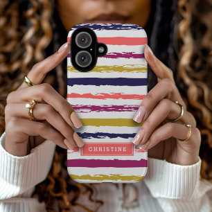 Abstract Painted Stripes Monogram iPhone 16 Case
