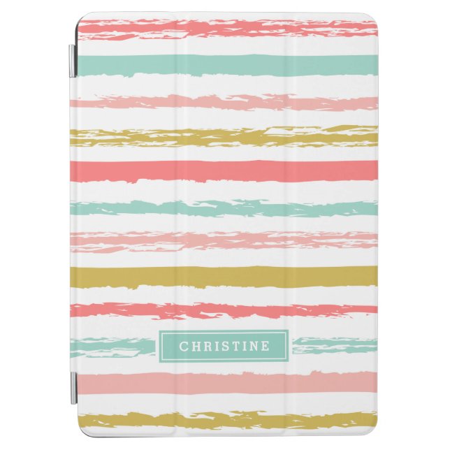 Abstract Painted Stripes Monogram iPad Air Cover (Front)