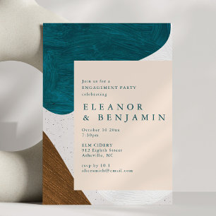 Abstract Painted Teal Bronze Engagement Party Invitation