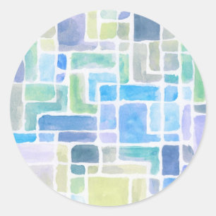Abstract painted watercolor background. classic round sticker
