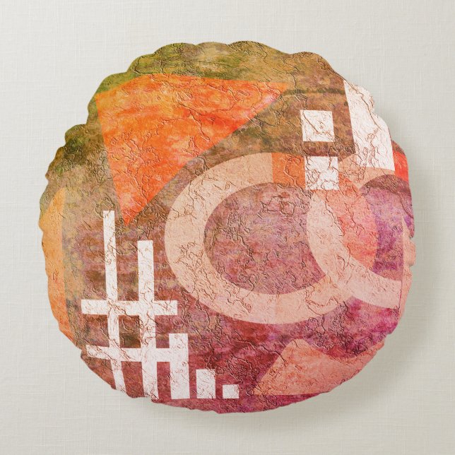 Abstract painting, abstract, vintage, old, red round cushion (Front)