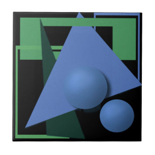 abstract painting, abstraction, green and black ceramic tile