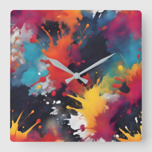 Abstract painting art square wall clock
