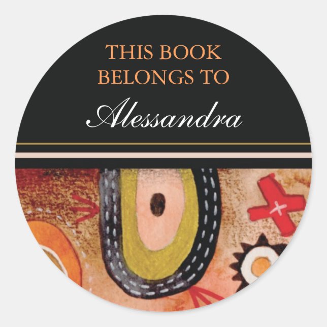 Abstract Painting Bookplate Stickers (Front)