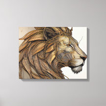 Abstract painting canvas of a majestic lion