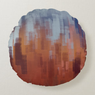 Abstract painting, colourful concrete wall. round cushion