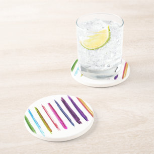 Abstract Painting Colourful Paint Brush Strokes #2 Coaster