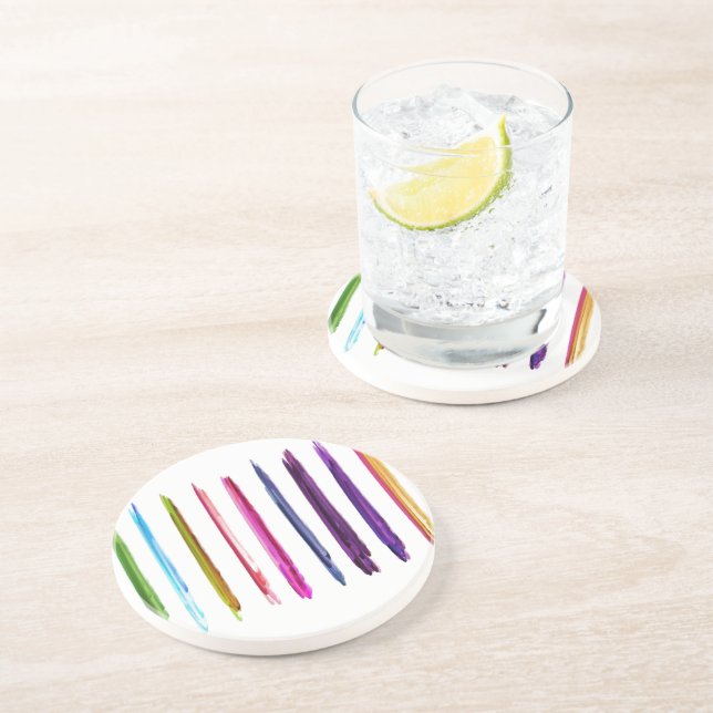 Abstract Painting Colourful Paint Brush Strokes #2 Coaster (Side)
