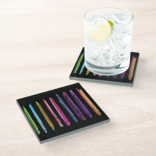 Abstract Painting Colourful Paint Brush Strokes Glass Coaster