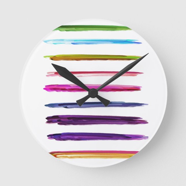 Abstract Painting Colourful Paint Brush Strokes Round Clock (Front)