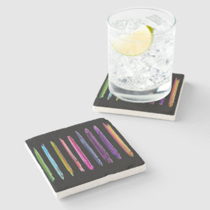 Abstract Painting Colourful Paint Brush Strokes Stone Coaster
