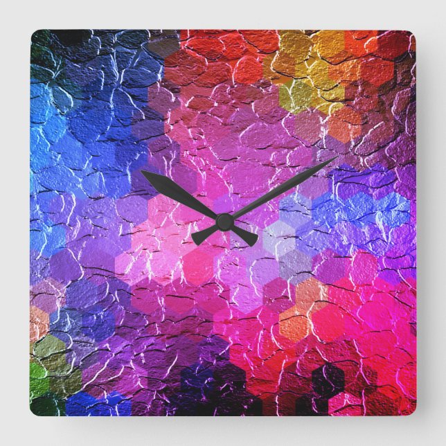 Abstract Painting | Dynamic Colourful Square Wall Clock (Front)
