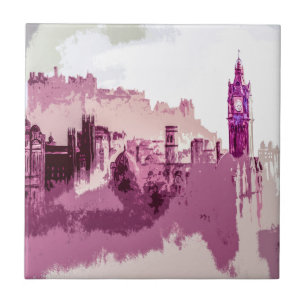 Abstract Painting Edinburgh Capital of Scotland Ceramic Tile