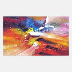 Abstract Painting Expressionism Colourful Template Rectangular Sticker